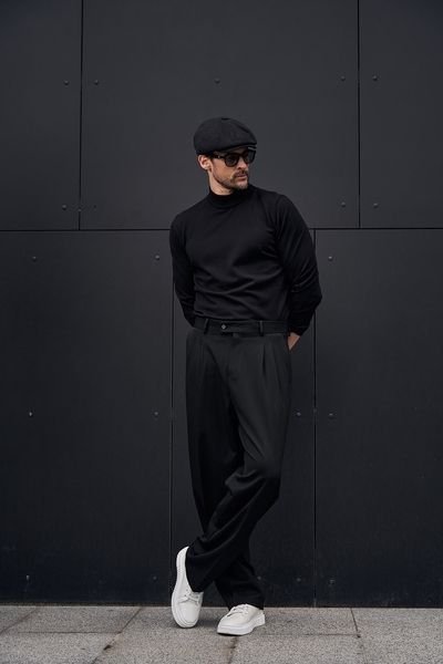 Чоловічі брюки вільного крою чорного кольору TRP156.00.01 фото