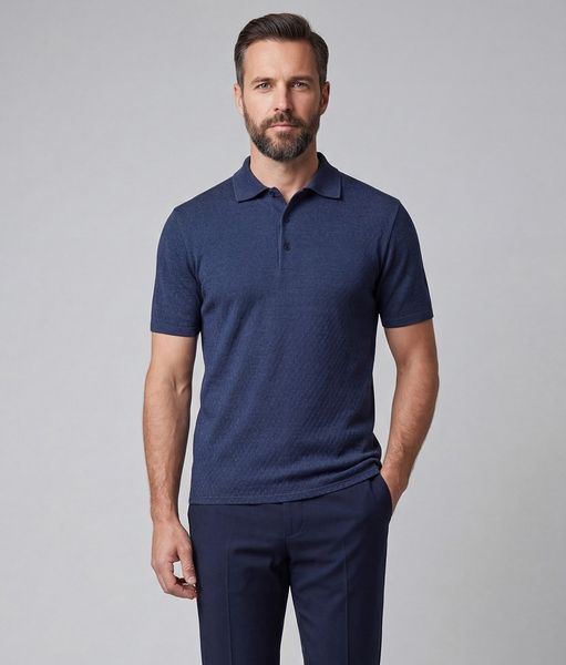 Мужское синее поло с узором Frantini Polo240 Polo240.01.02 фото