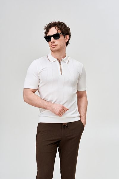 Чоловіче біле поло з візерунком Frantini Polo250 Polo250.00.00 фото